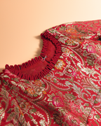 Red and Gold Brocade Kurti with Matching Tiered Sharara Pants