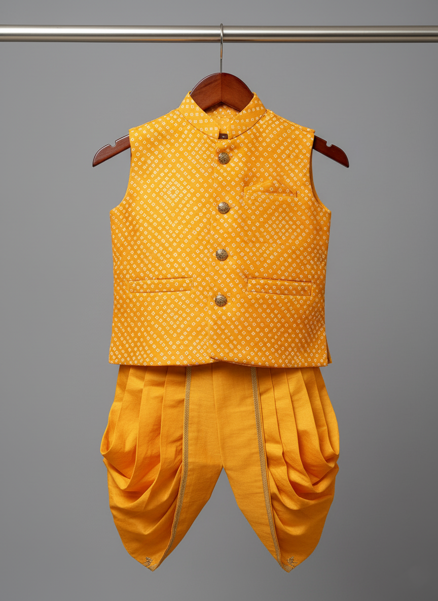 Bandhani Jacket Dhoti Set